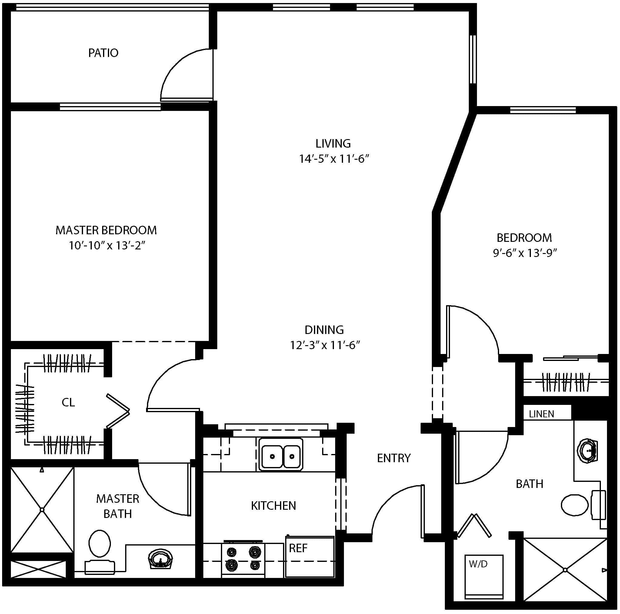 CBTS Floor Plan J 2 Br 2 Ba