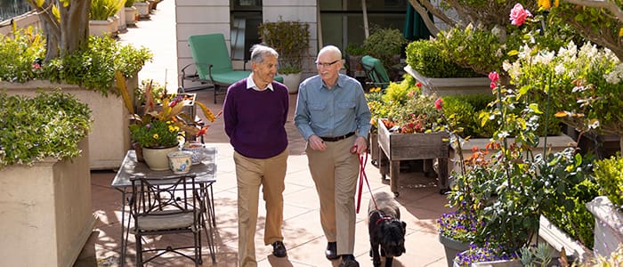 San Francisco Towers residents walking around the property