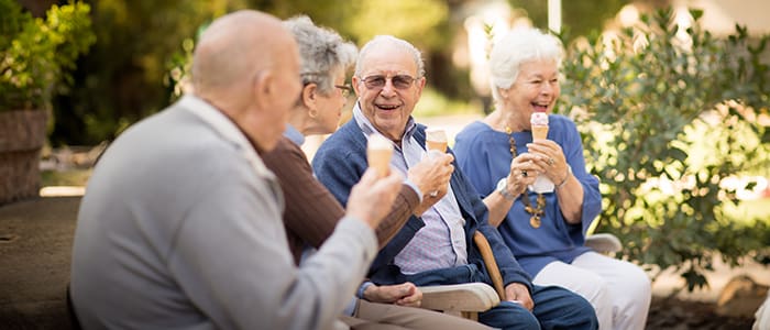 Smiling group during ice cream social activity