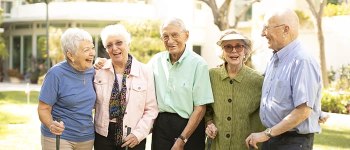 Portrait of smiling group outside at Villa Gardens