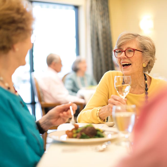 Villa Gardens Residents having a meal in the dining room